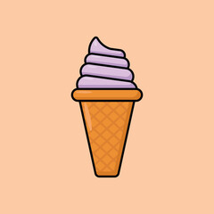 ice cream cone, flat design illustration