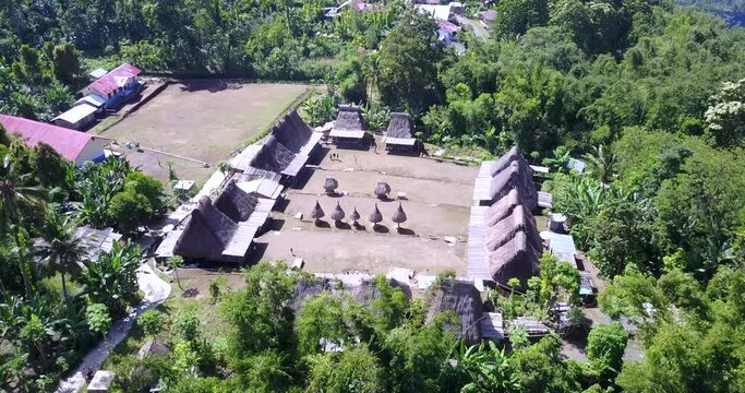 Drone View of the Luba Traditional Village in East Nusa Tenggara, Indonesia. 