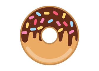 Fototapeta premium Delicious donut with colorful sprinkles, food vector illustration isolated on white background