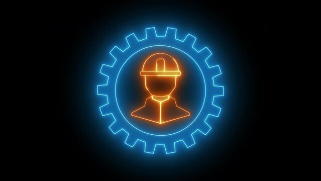 Engineering and construction line icon in cog or gear. Concept for industrial, engineer or factory. Able use graphic isolated on transparent background.