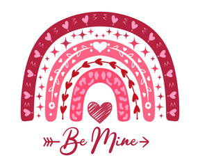 Be mine cute rainbow design illustration isolated on white background