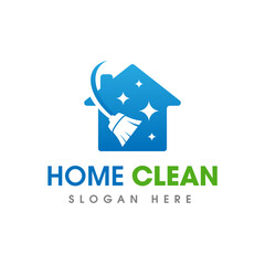 House Cleaning Service Business Logo. Home clean logo with broom sweep symbol icon design