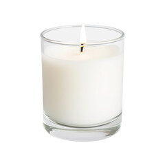 white pillar candle in glass jar isolated on transparent background Remove png, Clipping Path, pen tool