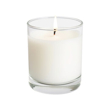 white pillar candle in glass jar isolated on transparent background Remove png, Clipping Path, pen tool