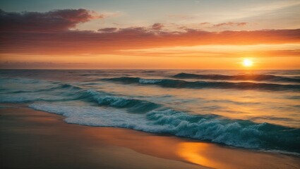 Fototapeta na wymiar Sunset Serenity by the Seashore