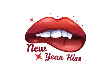 Lips New Year Sticker Design