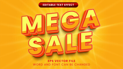 Mega sale promotion 3d editable vector text effect. Promotion text style