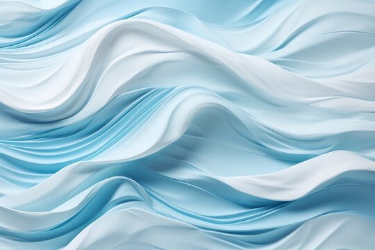Abstract background with wavy lines of light blue color. Wavy strokes of oil paint texture