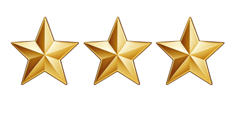 Elegant Three Gold Stars On Transparent Background