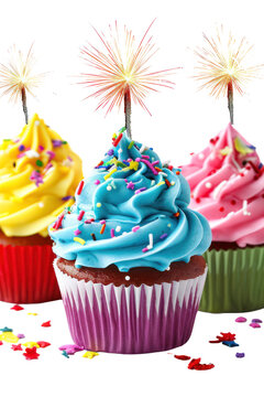 Colorful cupcakes. Fireworks