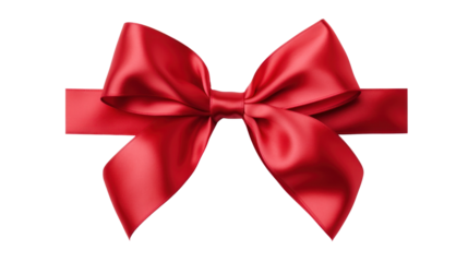 Red satin ribbon Isolated on transparent background. PNG file.