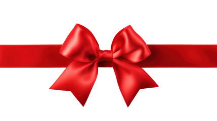 Red satin ribbon Isolated on transparent background. PNG file.