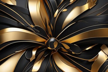 luxury gold flowers on a black background