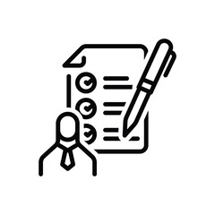 Black line icon for evaluation 