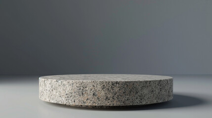 Empty elegant granite podium with spot light and gray background for product presentation. Created using generative AI.