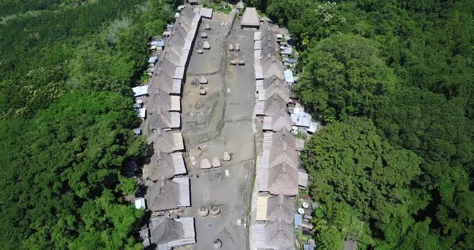 Aerial View of the Bena Traditional Village near Bajawa in East Nusa Tenggara, Indonesia.