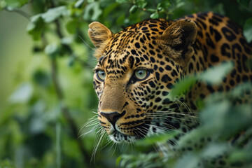 A leopard in stealth mode, moving gracefully through the dense foliage