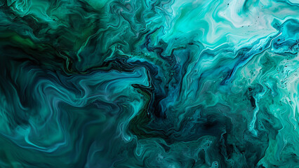 Abstract Oceanic Blue to Emerald Green Fluid Patterns