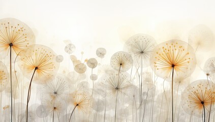 Delicate dandelion landscapes, floral background
