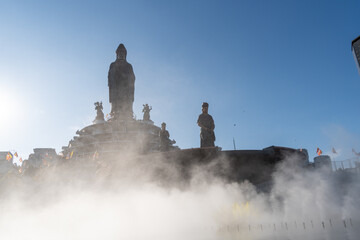 View of Ba Den mountain tourist area, Tay Ninh province, Vietnam. A unique Buddhist architecture...