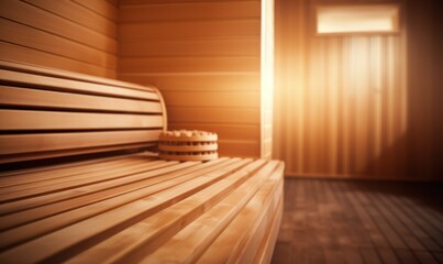 Sauna room interior as background. Standart wooden sauna room interior.