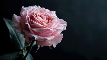 A romantic banner concept featuring a stylized pink rose against a black background.
