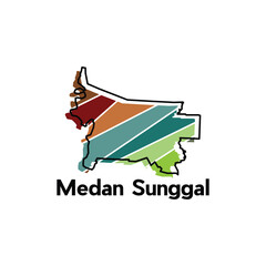 Map of Medan Sunggal City modern outline, High detailed vector illustration Design Template, suitable for your company