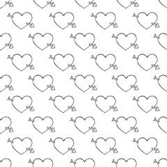 Seamless pattern with hand drawn heart doodle for decorative print, wrapping paper, greeting cards and fabric