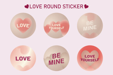 Love round gift tag sticker for Valentine. Branding logo badge for small businesses.