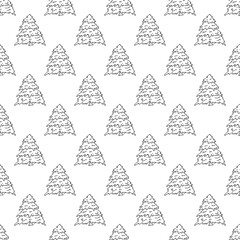 Seamless pattern with geometric minimal scandinavian Christmas tree doodle for decorative print, wrapping paper, greeting cards and fabric