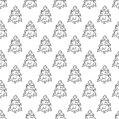 Seamless pattern with geometric minimal scandinavian Christmas tree doodle for decorative print, wrapping paper, greeting cards and fabric