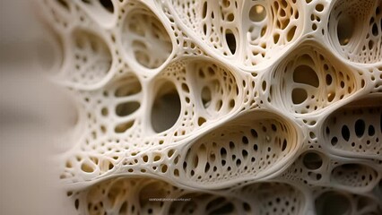 A highly magnified of a 4D printed structure, showing the intricate patterns and designs that can be achieved through the use of transforming materials.