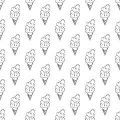 Seamless pattern with ice cream doodle for decorative print, wrapping paper, greeting cards, wallpaper and fabric