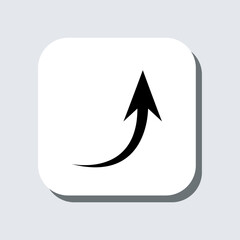 Curved arrow icon vector. Arrow pointer sign symbol in trendy flat style. Arrow up vector icon illustration in square isolated on gray background
