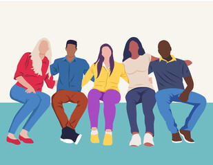 Racial equality group of people. Friends and colleagues of different races, colours, and ages.. Diversity group.