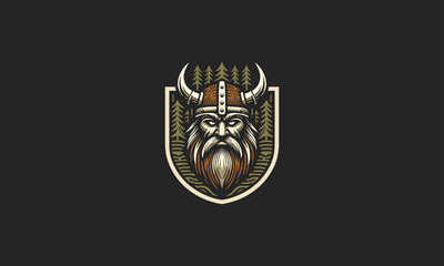 head viking with shield vector illustration mascot design