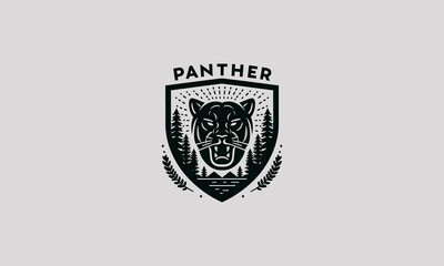 head panther with shield vector logo design