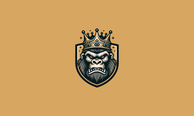 Fototapeta premium head gorilla wearing crown vector mascot design