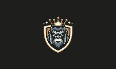 head gorilla wearing crown vector mascot design