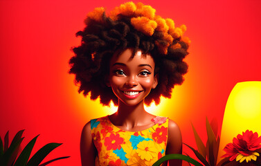 Beautiful African American woman with afro hairstyle.