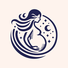Pregnancy logo icon design vector, woman pregnant Idea logo design inspiration