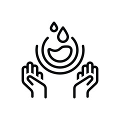 Black line icon for save water 