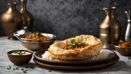 Bhature as a delectable Indian delicacy Place the beautifully plated Bhature on a pristine white background to showcase the dish's culinary finesse