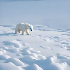 Solitary Polar Bear's Winter Journey in the Frozen Arctic