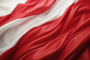 Red and white satin fabric wave, Poland or Indonesia flag color