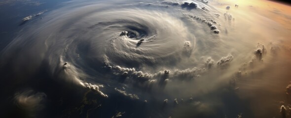Fototapeta na wymiar The hurricane and its storm cloud were photographed from space