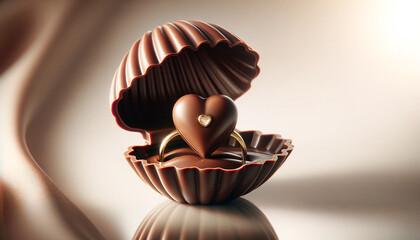 Valentine's Day art, Chocolate Engagement Ring in a Luxurious Presentation Box - 702051965