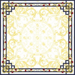 Vintage frame in the style of Baroque. a square frame with a floral pattern.