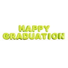 Happy Graduation 3D Rendering Green Lime Balloon Text Label