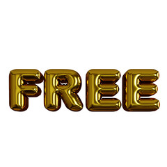 Free 3D Rendering Golden Balloon Text Label